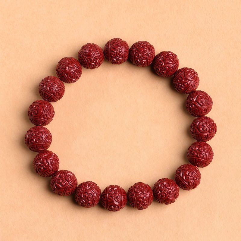 Natural Cinnabar Om Mani Padme Hum Bracelet Natural Cinnabar Om Mani Padme Hum Bracelet