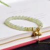 Natural Hetian Jade Lotus Charm Bracelet Natural Hetian Jade Lotus Charm Bracelet