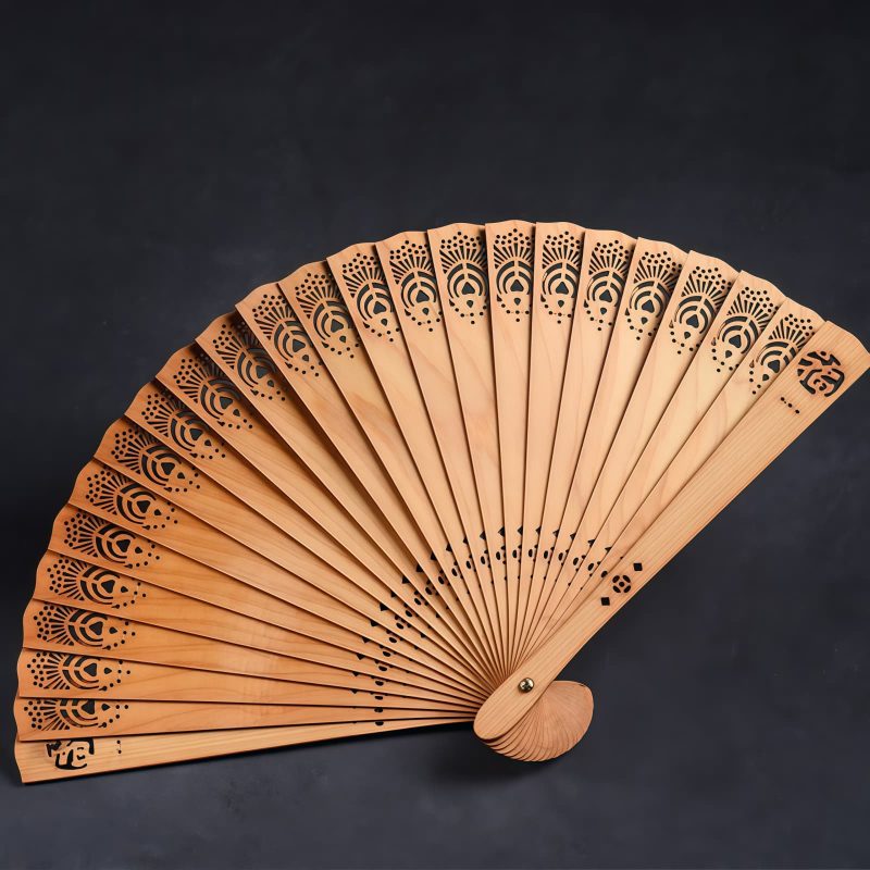 Thuja Wood Auspicious Clouds Folding Fan Thuja Wood Auspicious Clouds Folding Fan