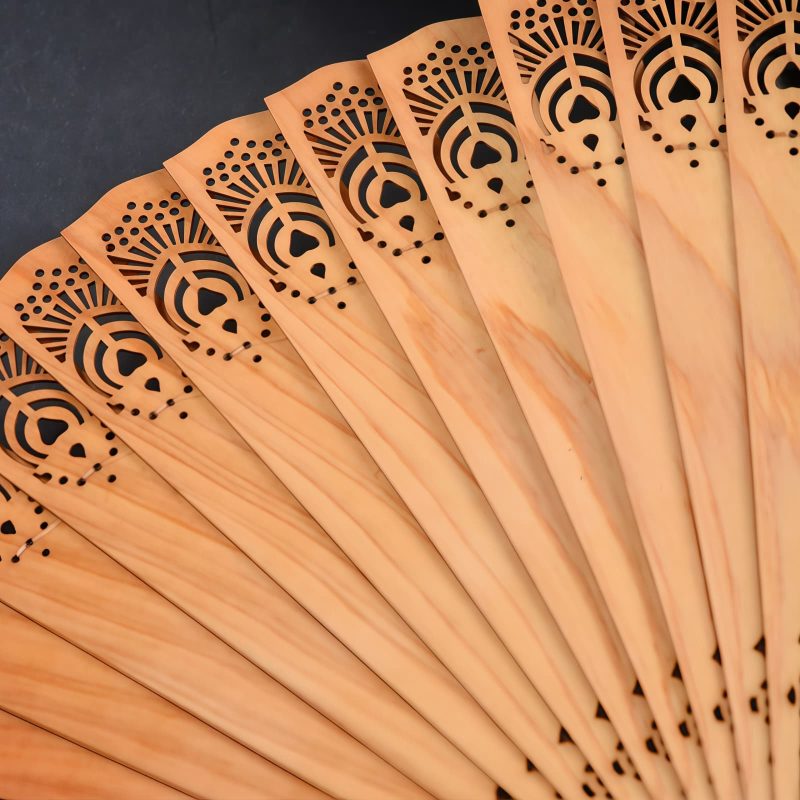Thuja Wood Auspicious Clouds Folding Fan Thuja Wood Auspicious Clouds Folding Fan