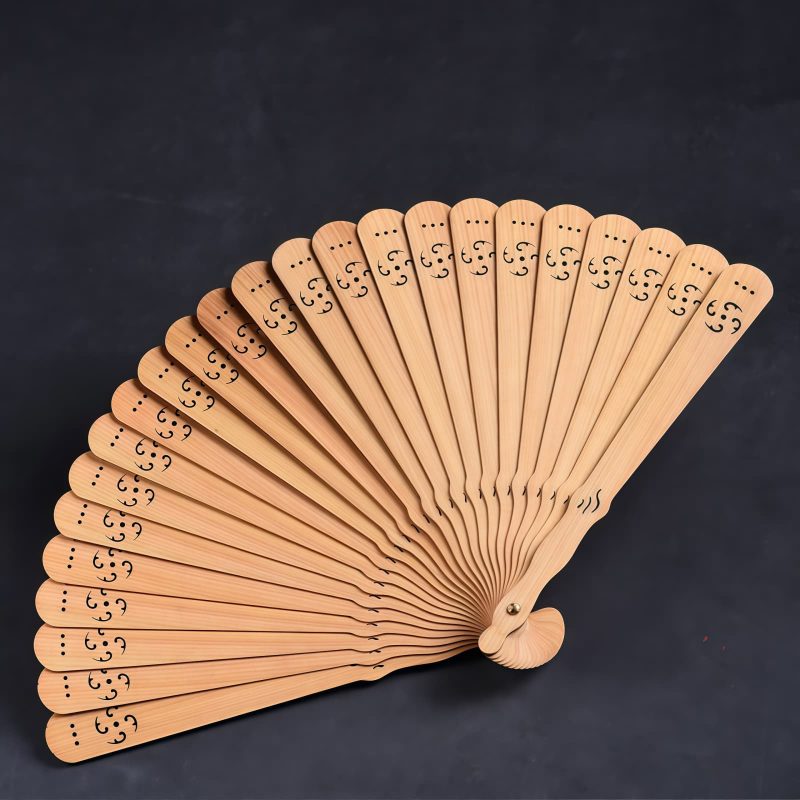 Thuja Wood Auspicious Clouds Folding Fan Thuja Wood Auspicious Clouds Folding Fan