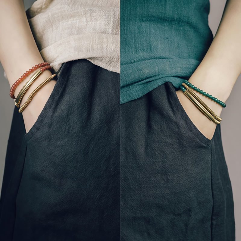 Tibetan Agate Copper Protection Triple Wrap Bracelet Tibetan Agate Copper Protection Triple Wrap Bracelet