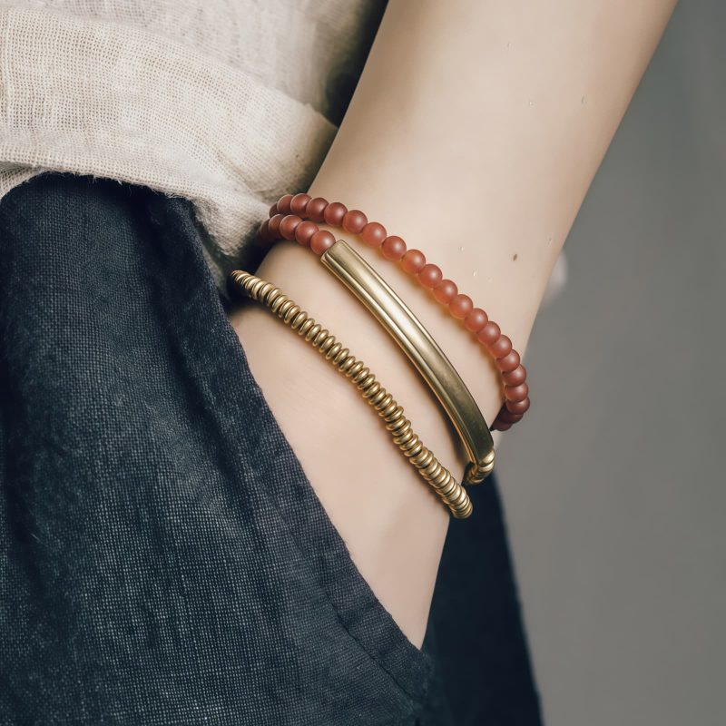 Tibetan Agate Copper Protection Triple Wrap Bracelet Tibetan Agate Copper Protection Triple Wrap Bracelet