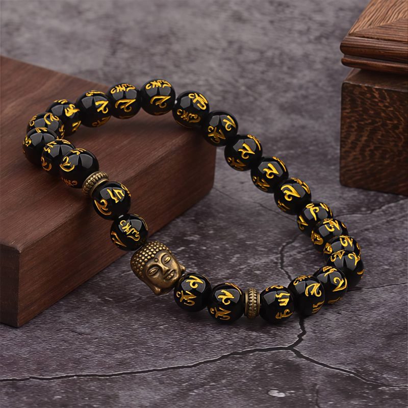 Tibetan Natural Stone Buddha Mantra Bracelet Tibetan Natural Stone Buddha Mantra Bracelet