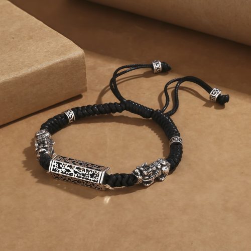 Pulseira Tibetana de Cobre Om Mani Padme Hum e Pixiu