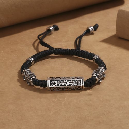 Pulseira Tibetana de Cobre Om Mani Padme Hum e Pixiu