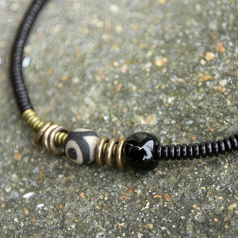 Tibetan Dzi Bead Double Wrap Calm Bracelet Tibetan Dzi Bead Double Wrap Calm Bracelet