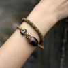 Tibetan Dzi Bead Double Wrap Calm Bracelet Tibetan Dzi Bead Double Wrap Calm Bracelet