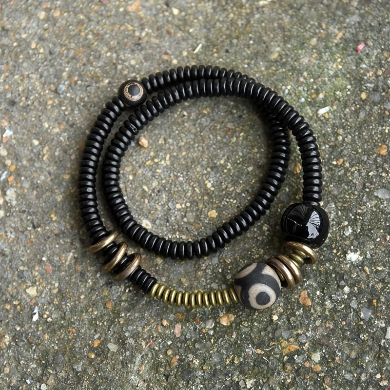 Tibetan Dzi Bead Double Wrap Calm Bracelet Tibetan Dzi Bead Double Wrap Calm Bracelet