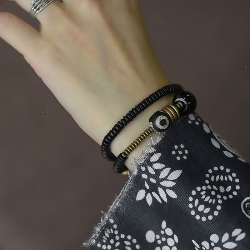 Tibetan Dzi Bead Double Wrap Calm Bracelet Tibetan Dzi Bead Double Wrap Calm Bracelet