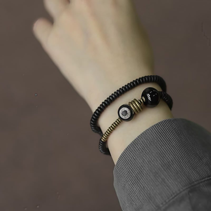 Tibetan Dzi Bead Double Wrap Calm Bracelet Tibetan Dzi Bead Double Wrap Calm Bracelet