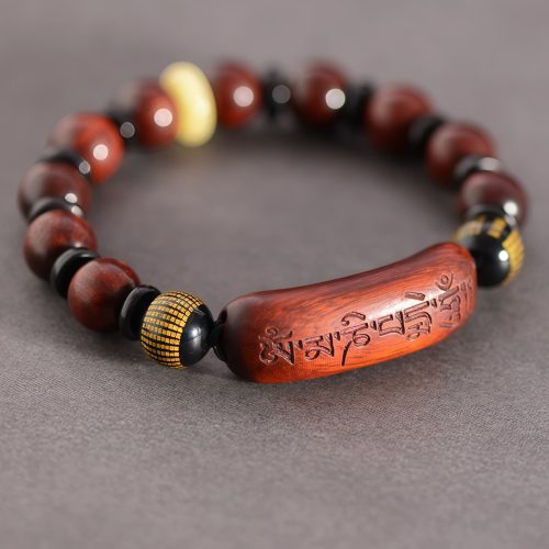 Tibetan Red Sandalwood Om Mani Padme Hum Meditation Bracelet