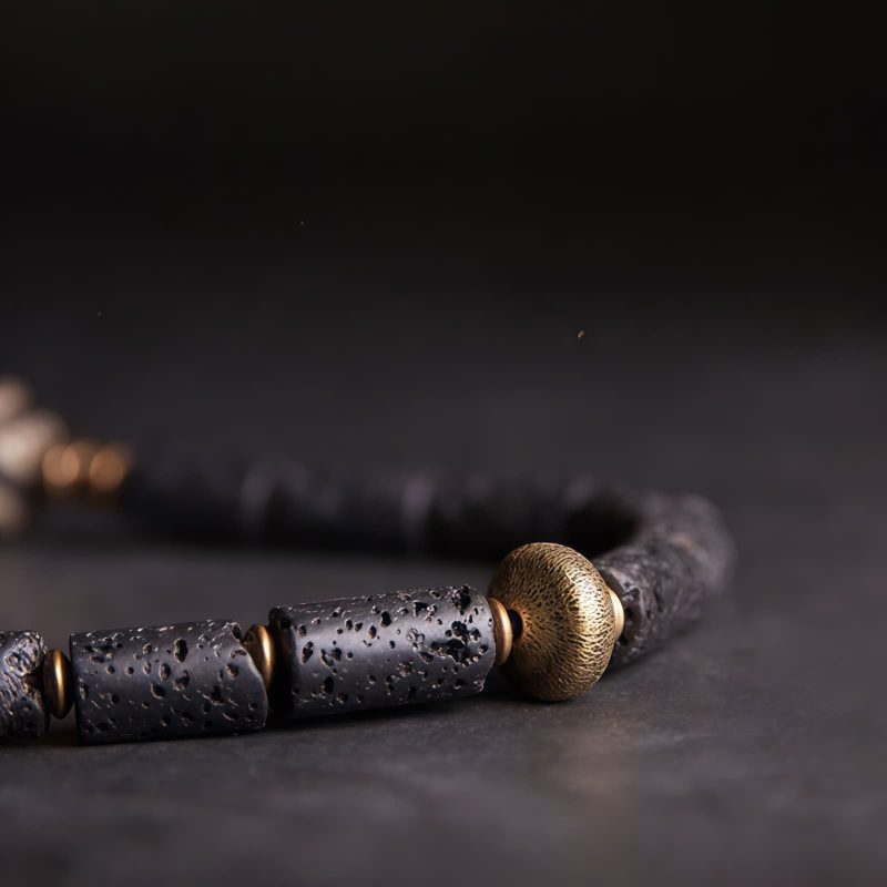 Tibetan Three-eyed Dzi Bead Lava Rock Protection Bracelet Tibetan Three-eyed Dzi Bead Lava Rock Protection Bracelet