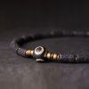 Tibetan Three-eyed Dzi Bead Lava Rock Protection Bracelet Tibetan Three-eyed Dzi Bead Lava Rock Protection Bracelet