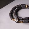 Tibetan Three-eyed Dzi Bead Lava Rock Protection Bracelet Tibetan Three-eyed Dzi Bead Lava Rock Protection Bracelet