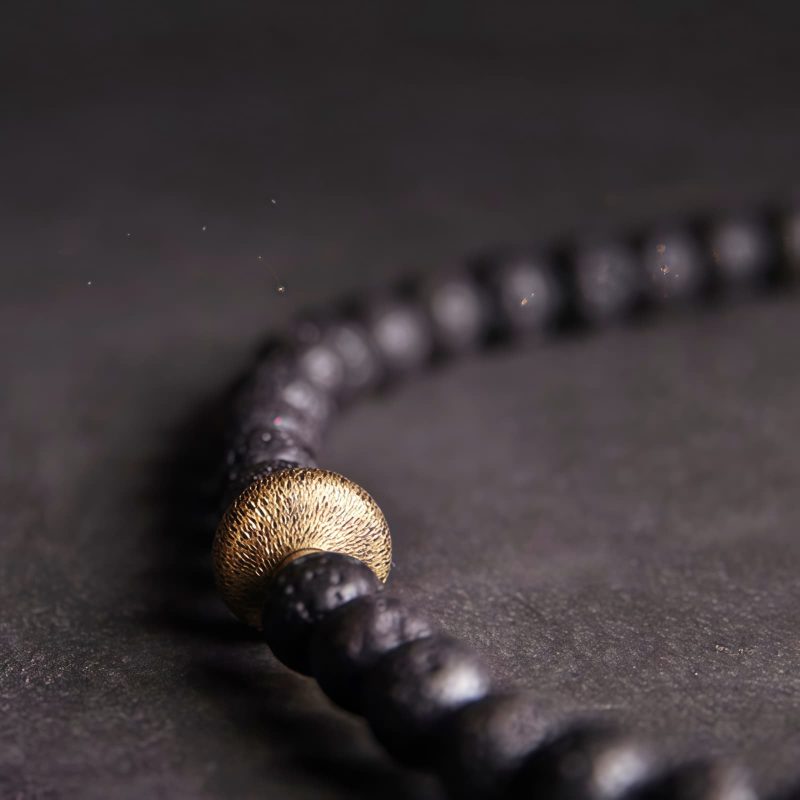 Vintage Lava Rock Healing Bracelet with Three-eyed Dzi Bead Vintage Lava Rock Healing Bracelet with Three-eyed Dzi Bead