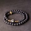 Vintage Lava Rock Healing Bracelet with Three-eyed Dzi Bead Vintage Lava Rock Healing Bracelet with Three-eyed Dzi Bead