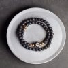 Vintage Lava Rock Healing Bracelet with Three-eyed Dzi Bead Vintage Lava Rock Healing Bracelet with Three-eyed Dzi Bead