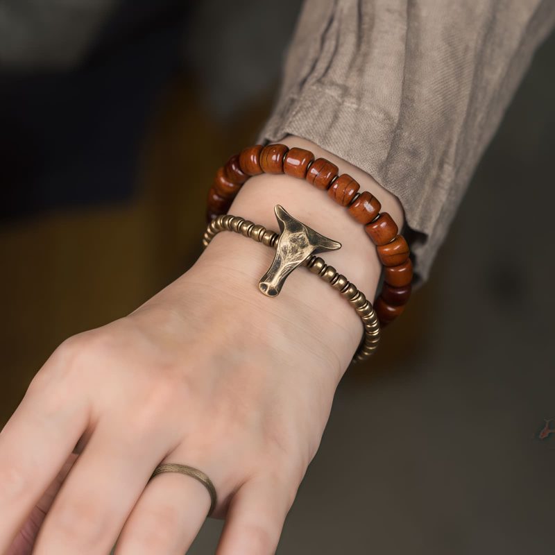 Yak Bone Tibetan Strength Bracelet with Copper Pendant Yak Bone Tibetan Strength Bracelet with Copper Pendant
