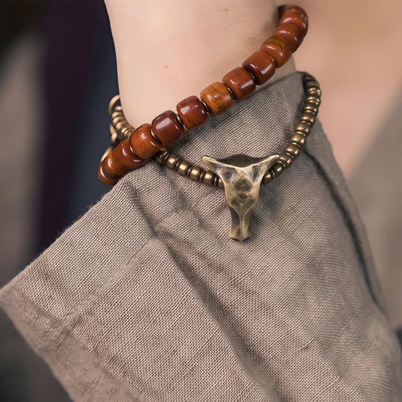 Yak Bone Tibetan Strength Bracelet with Copper Pendant Yak Bone Tibetan Strength Bracelet with Copper Pendant