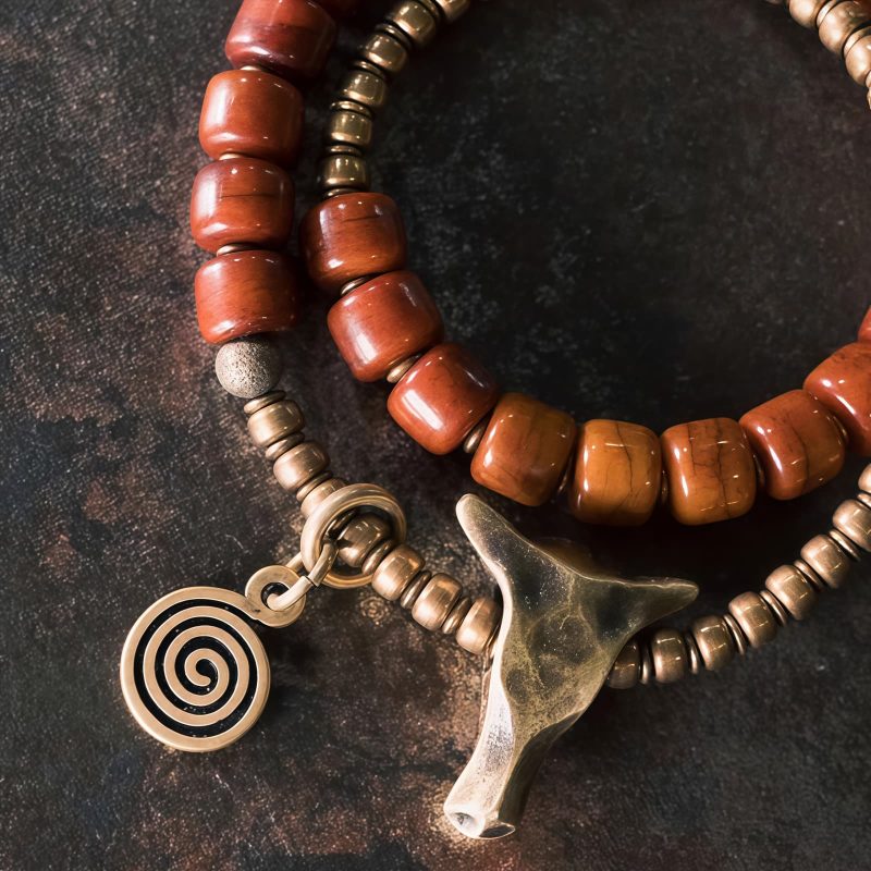 Yak Bone Tibetan Strength Bracelet with Copper Pendant Yak Bone Tibetan Strength Bracelet with Copper Pendant