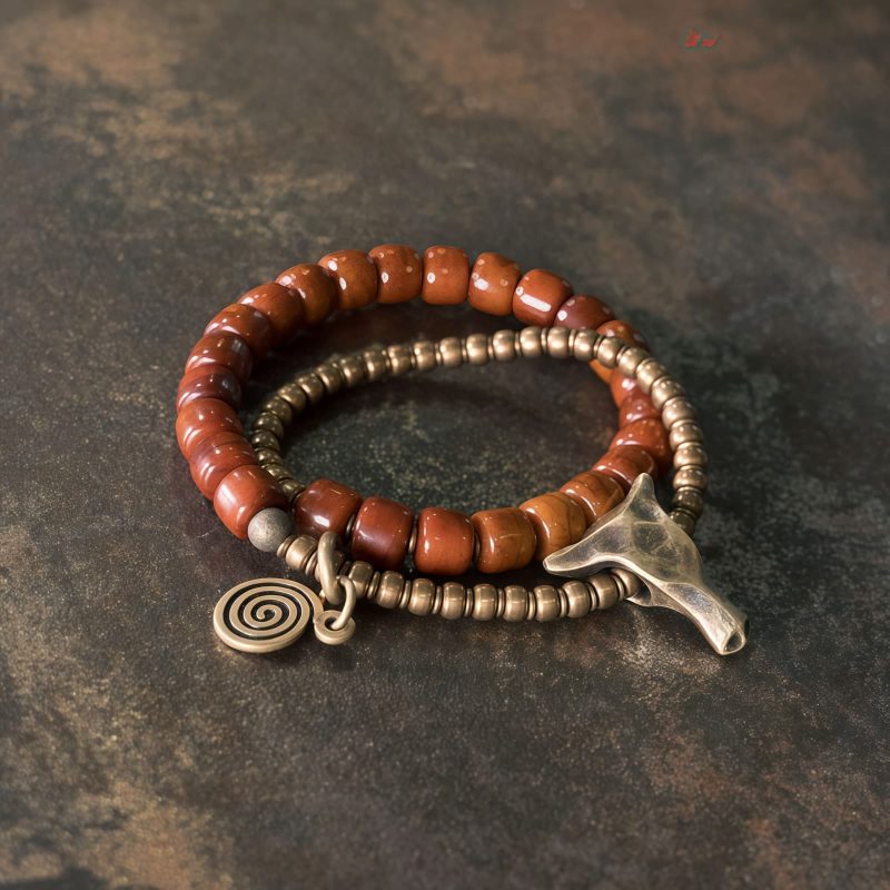 Yak Bone Tibetan Strength Bracelet with Copper Pendant Yak Bone Tibetan Strength Bracelet with Copper Pendant