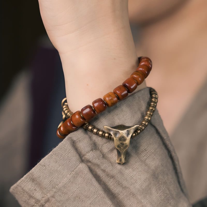Yak Bone Tibetan Strength Bracelet with Copper Pendant Yak Bone Tibetan Strength Bracelet with Copper Pendant