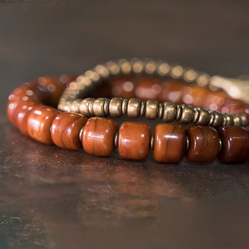 Yak Bone Tibetan Strength Bracelet with Copper Pendant Yak Bone Tibetan Strength Bracelet with Copper Pendant