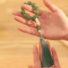 Green Strawberry Quartz Pearl Wrist Mala Green Strawberry Quartz Pearl Wrist Mala