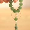 Green Strawberry Quartz Pearl Wrist Mala Green Strawberry Quartz Pearl Wrist Mala