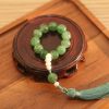 Green Strawberry Quartz Pearl Wrist Mala Green Strawberry Quartz Pearl Wrist Mala