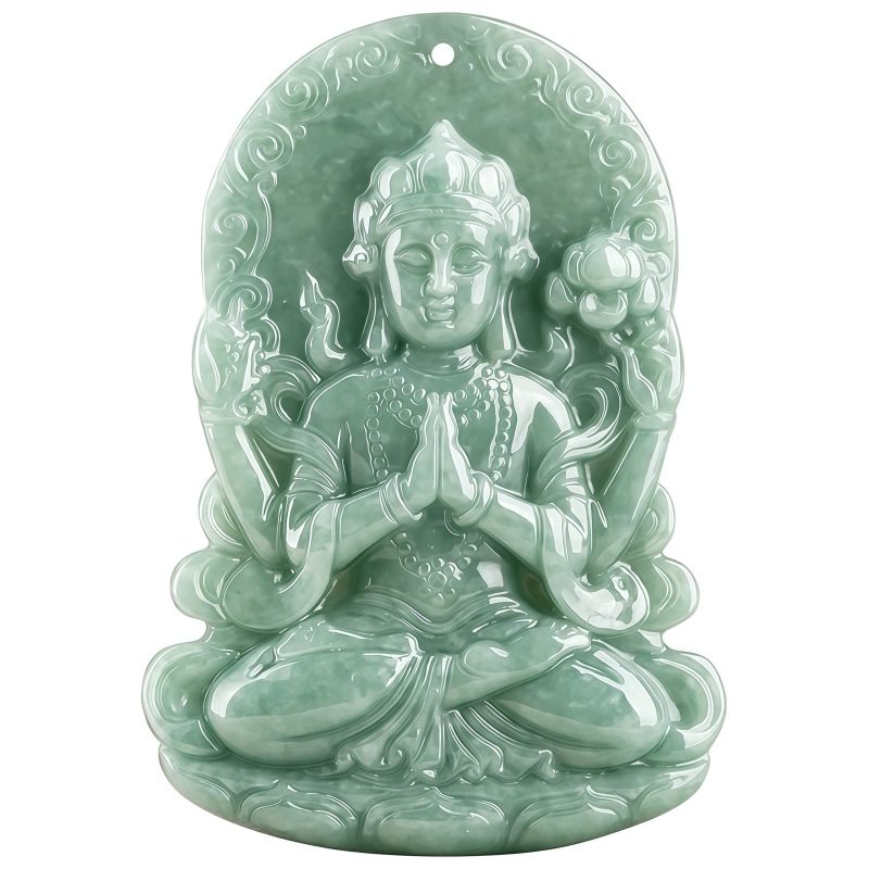 Natural Jade Avalokitesvara Amulet Necklace Natural Jade Avalokitesvara Amulet Necklace
