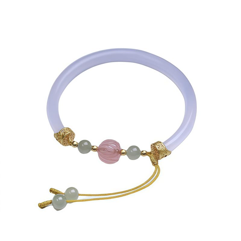 Natural White Agate Lotus Bracelet Natural White Agate Lotus Bracelet