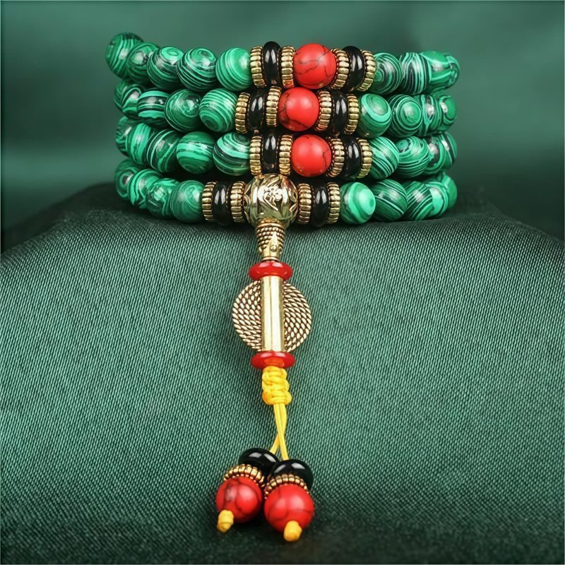 Tibetan Malachite 108 Mala Beads Necklace Tibetan Malachite 108 Mala Beads Necklace