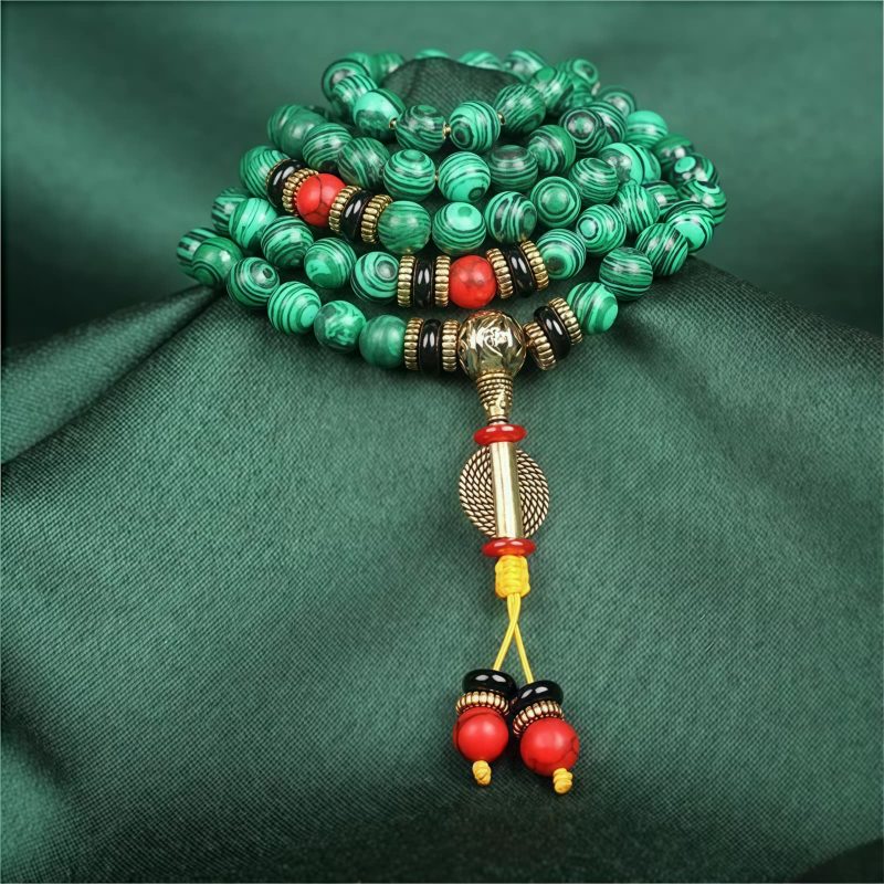Tibetan Malachite 108 Mala Beads Necklace Tibetan Malachite 108 Mala Beads Necklace