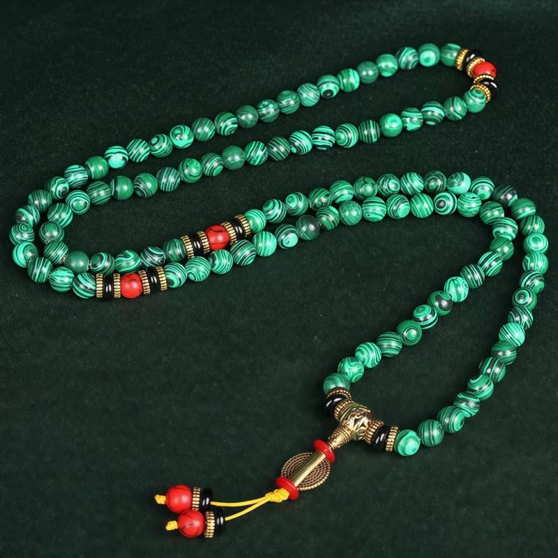 Tibetan Malachite 108 Mala Beads Necklace Tibetan Malachite 108 Mala Beads Necklace