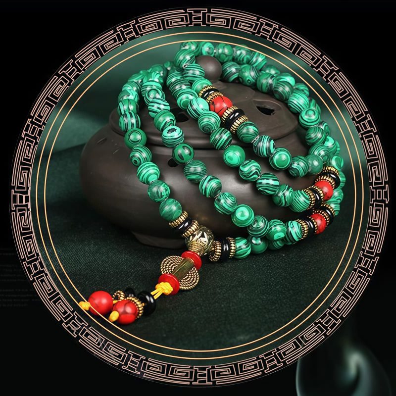 Tibetan Malachite 108 Mala Beads Necklace Tibetan Malachite 108 Mala Beads Necklace