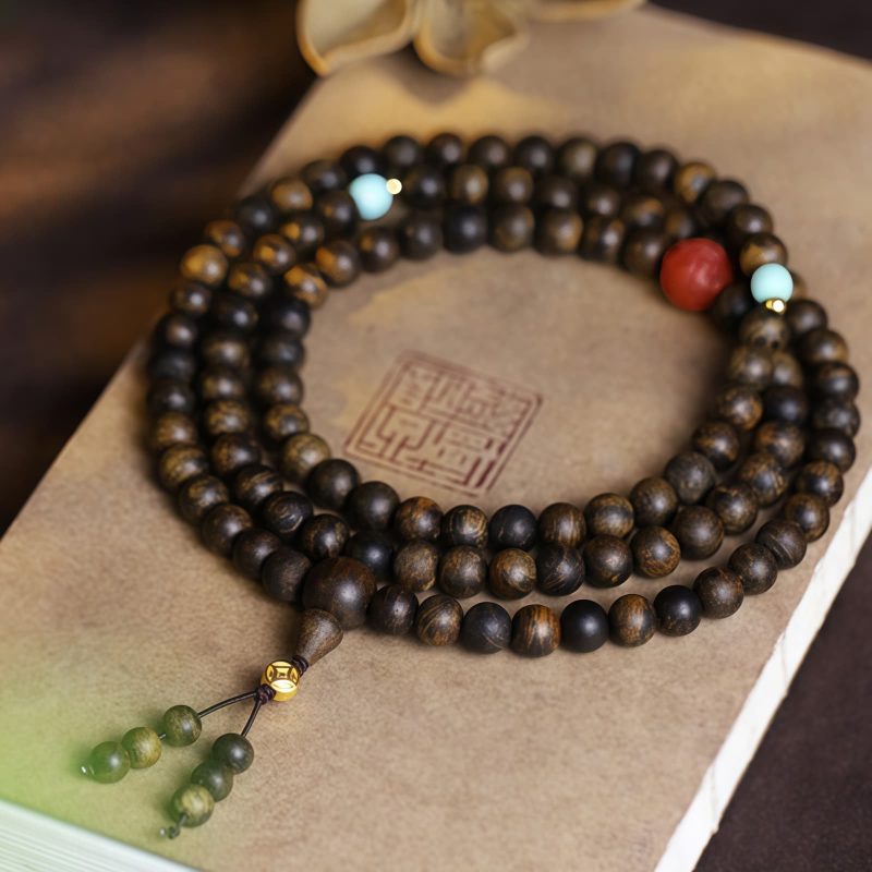 Turquoise Agarwood Meditation Bracelet with 108 Beads Turquoise Agarwood Meditation Bracelet with 108 Beads