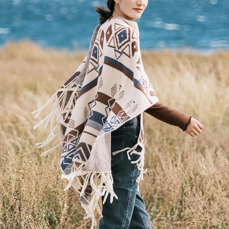 Chal Tibetano de Rayas Onduladas: Calidez y Estilo Étnico Tibetan Wave Stripe Cozy Scarf - 16