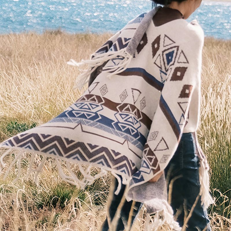 Chal Tibetano de Rayas Onduladas: Calidez y Estilo Étnico Tibetan Wave Stripe Cozy Scarf - 14