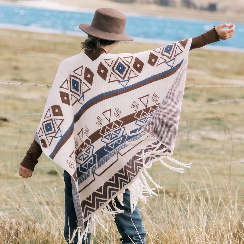 Chal Tibetano de Rayas Onduladas: Calidez y Estilo Étnico Tibetan Wave Stripe Cozy Scarf - 3
