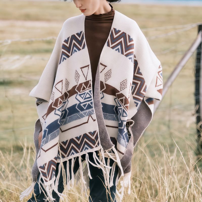 Chal Tibetano de Rayas Onduladas: Calidez y Estilo Étnico Tibetan Wave Stripe Cozy Scarf - 2