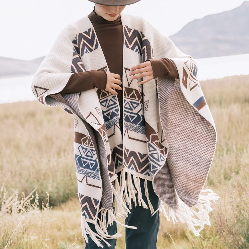 Chal Tibetano de Rayas Onduladas: Calidez y Estilo Étnico Tibetan Wave Stripe Cozy Scarf - 11