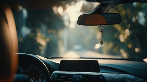 A car dashboard with a subtle charm.