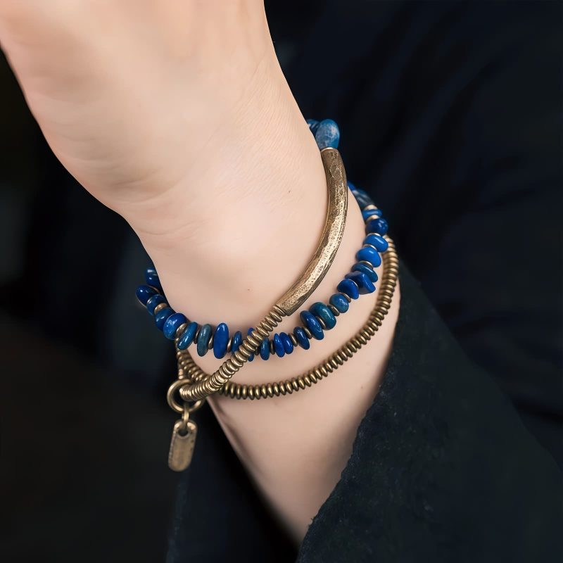Handcrafted Tibetan Lapis Lazuli Multi-Layer Bracelet Handcrafted Tibetan Lapis Lazuli Multi-Layer Bracelet - Protection & Balance - 4