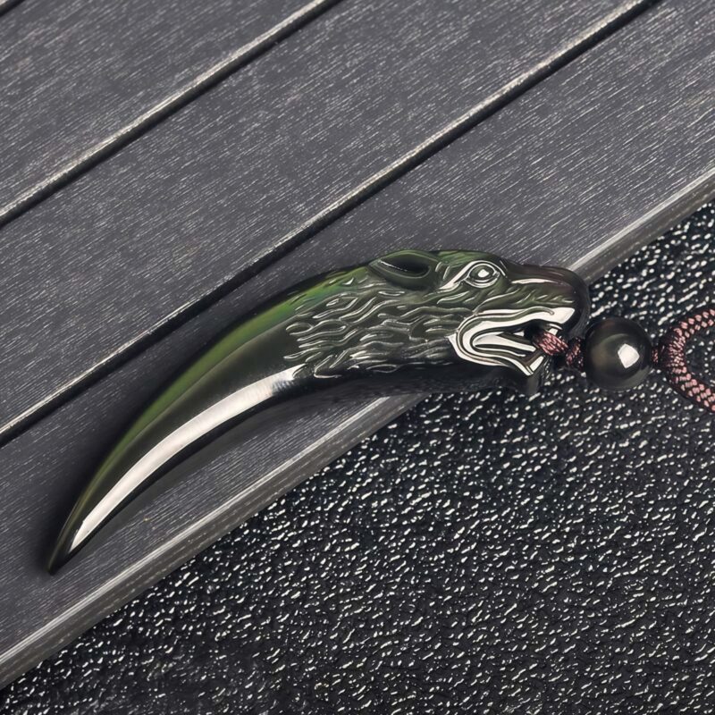 Natural Obsidian Wolf Tooth Strength Pendant Natural Obsidian Wolf Tooth Strength Pendant