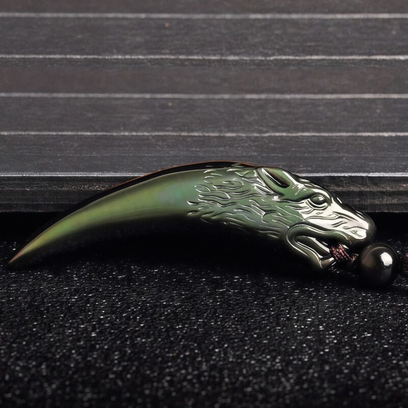 Natural Obsidian Wolf Tooth Strength Pendant Natural Obsidian Wolf Tooth Strength Pendant