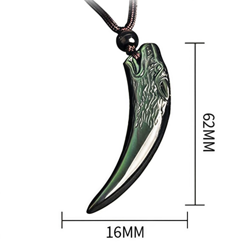Natural Obsidian Wolf Tooth Strength Pendant Natural Obsidian Wolf Tooth Strength Pendant