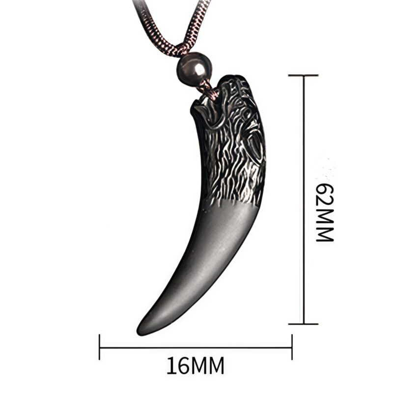 Natural Obsidian Wolf Tooth Strength Pendant Natural Obsidian Wolf Tooth Strength Pendant