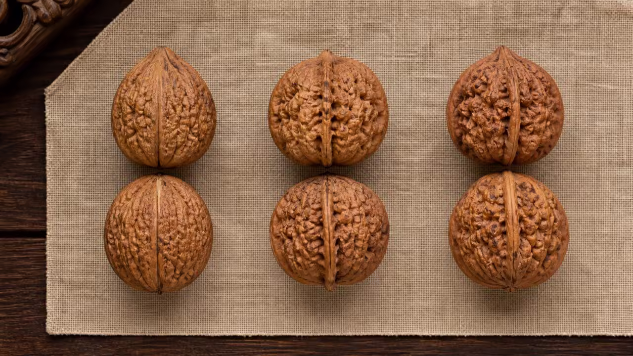 Wenwan Walnut Pair Comparison Three matched pairs of Wenwan walnuts arranged for comparison